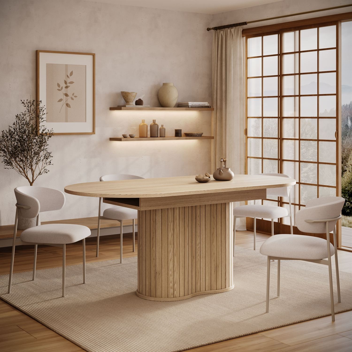 Ausziehbarer Tisch WILLOW 180–220 mit Stühlen ELYSE