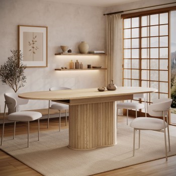 Ausziehbarer Tisch WILLOW 180–220 mit Stühlen ELYSE