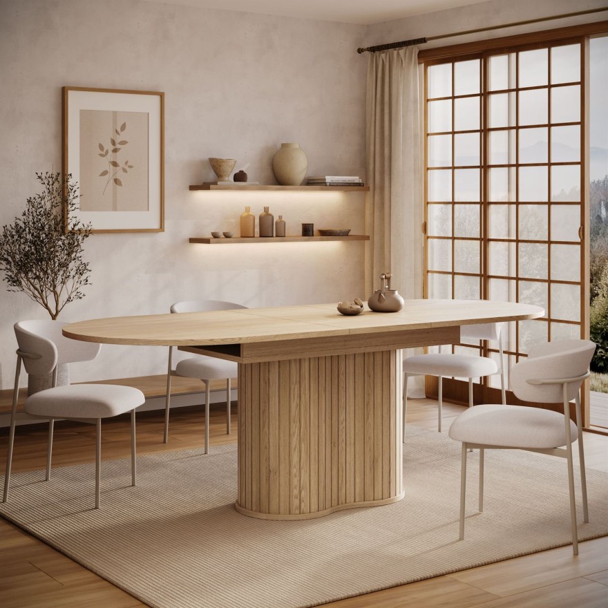 Ausziehbarer Tisch WILLOW 180–220 mit Stühlen ELYSE