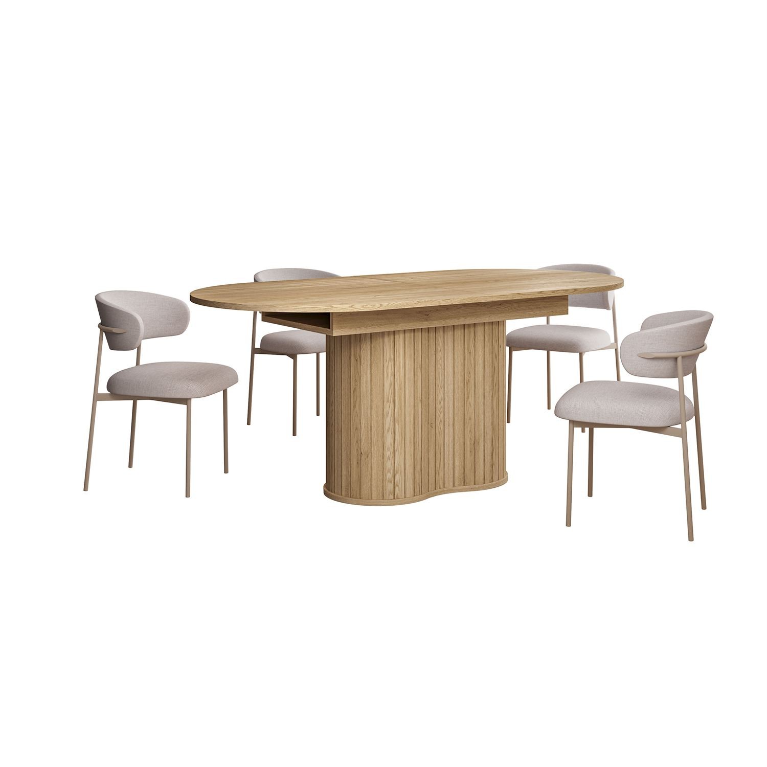 Ausziehbarer Tisch WILLOW 180–220 mit Stühlen ELYSE