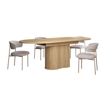 Ausziehbarer Tisch WILLOW 180–220 mit Stühlen ELYSE