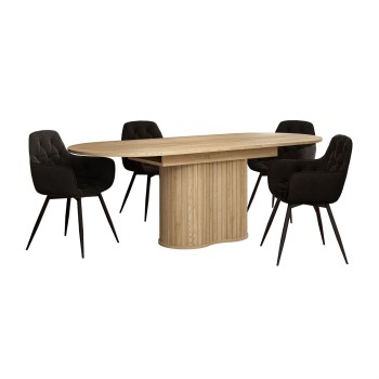 Ausziehbarer Tisch WILLOW 180–220 mit Stühlen TOKIO