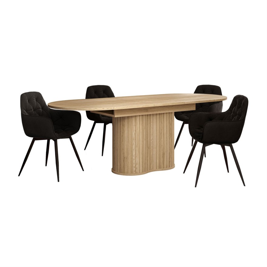 Ausziehbarer Tisch WILLOW 180–220 mit Stühlen TOKIO