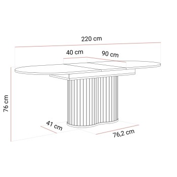 Ausziehbarer Tisch WILLOW 180–220 mit Stühlen TOKIO