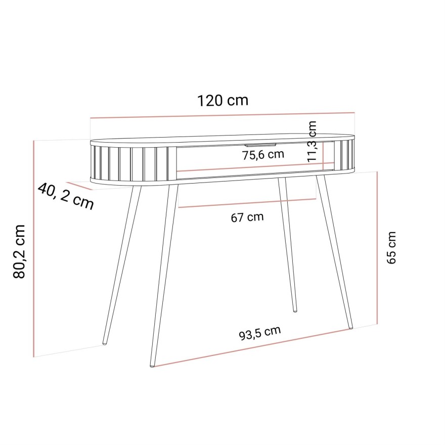 Konsole WILLOW 120 cm, mit hohen Beinen