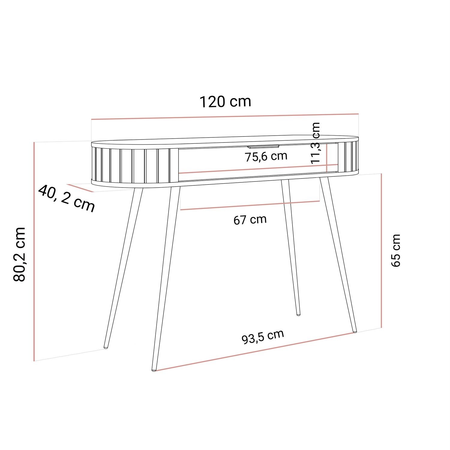 Konsole WILLOW 120 cm, mit hohen Beinen