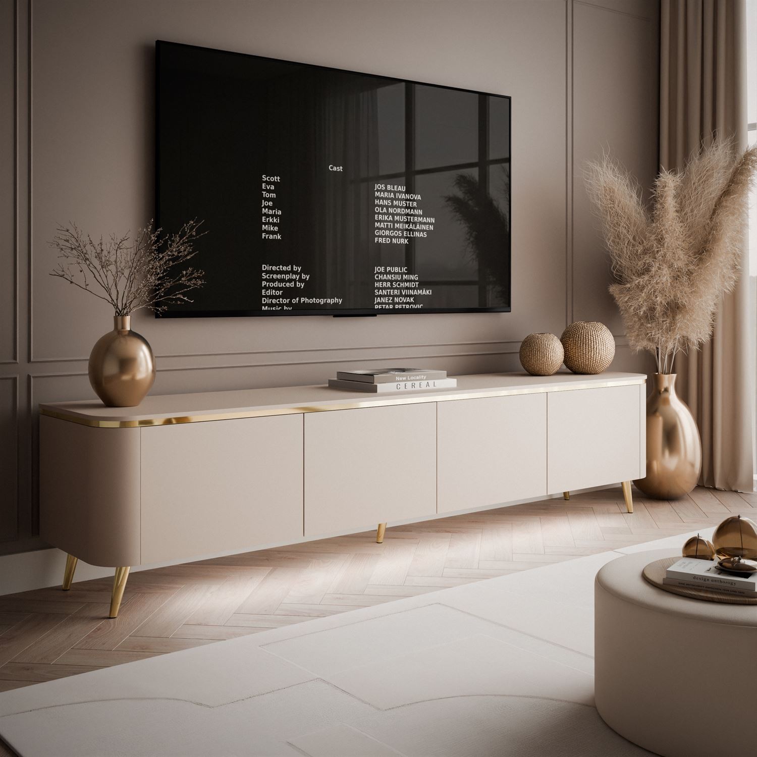 TV-Schrank AVELINE 200 cm mit LED-Beleuchtung