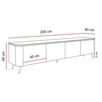 TV-Schrank AVELINE 200 cm mit LED-Beleuchtung