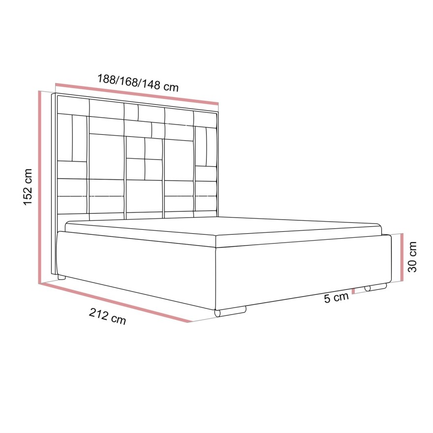 Polsterbett BRIGITTE SILVER mit Bettkasten