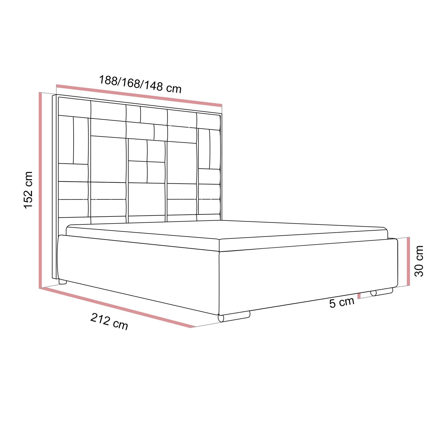 Polsterbett BRIGITTE SILVER mit Bettkasten
