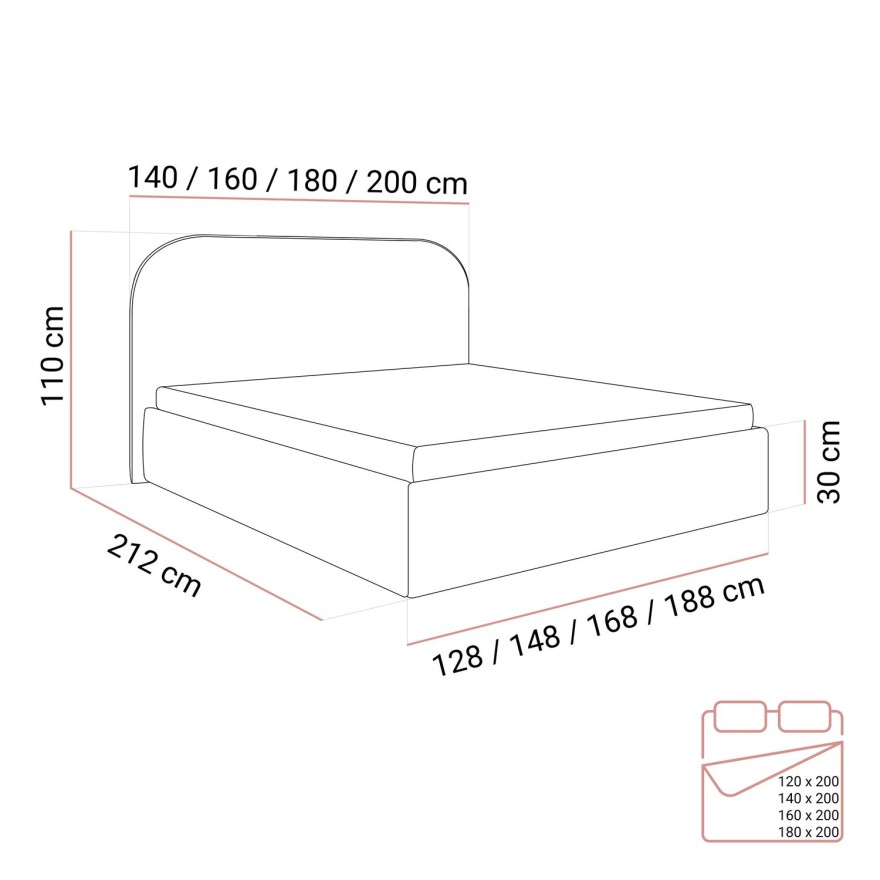 Polsterbett OLIMPIA mit Bettkasten