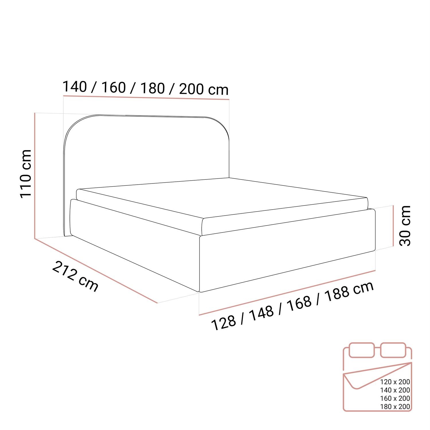 Polsterbett OLIMPIA mit Bettkasten