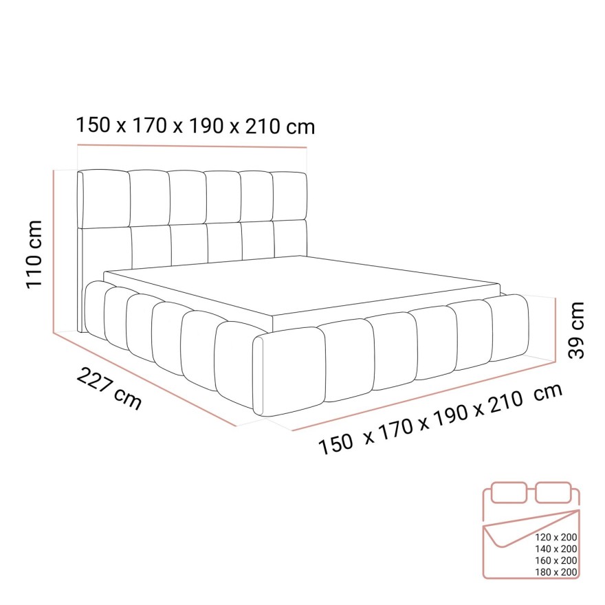 Polsterbett VENEZIA mit Bettkasten