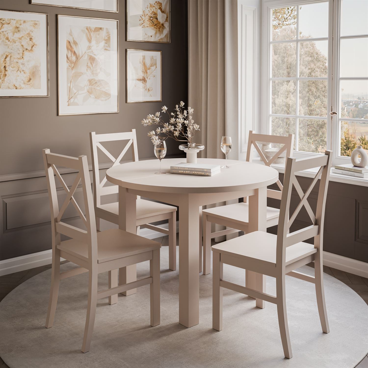 Esszimmer Set OLEA KASZMIR Tisch + 4 Stühle