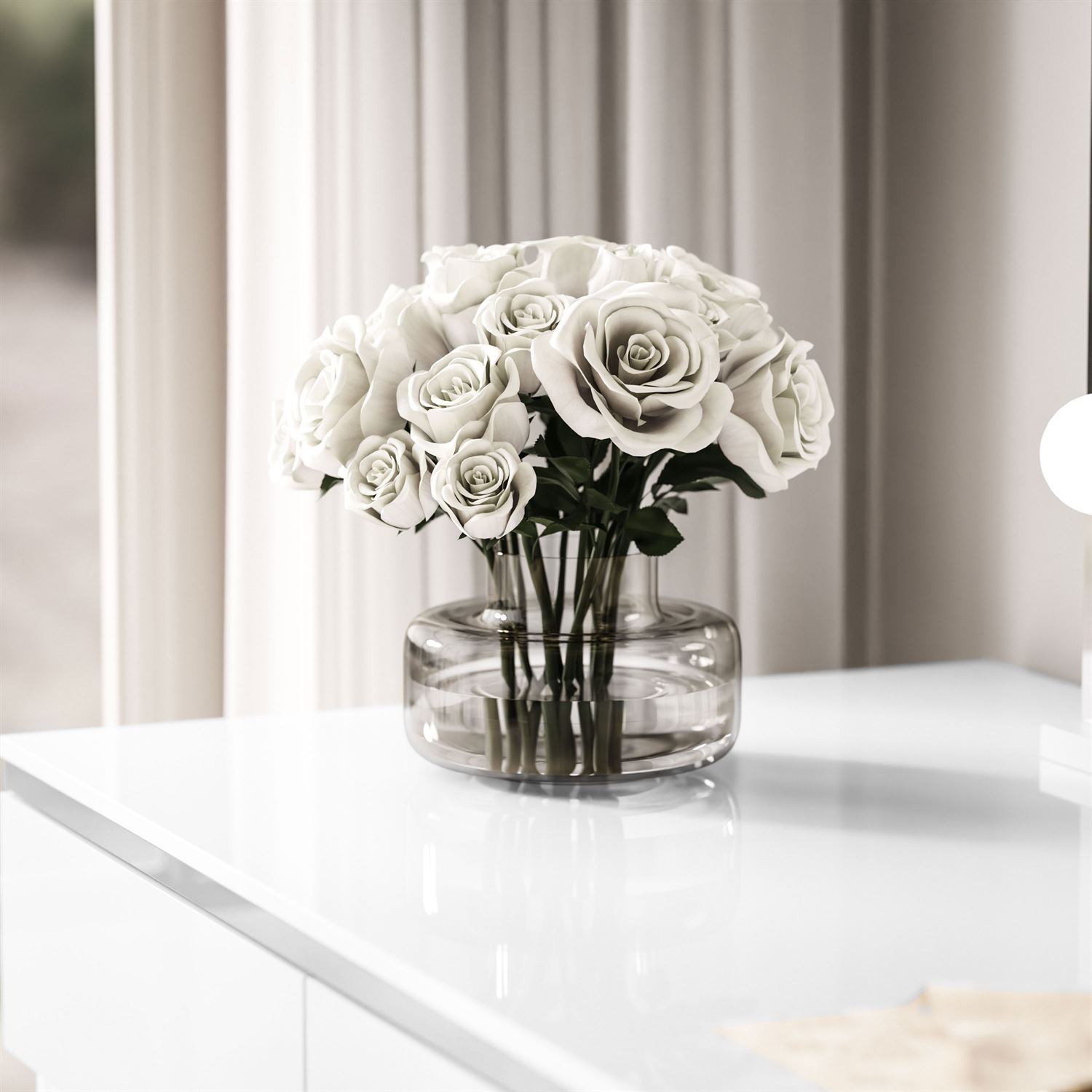 Schminktisch AURORA DOUBLE SILVER, weiß glänzend