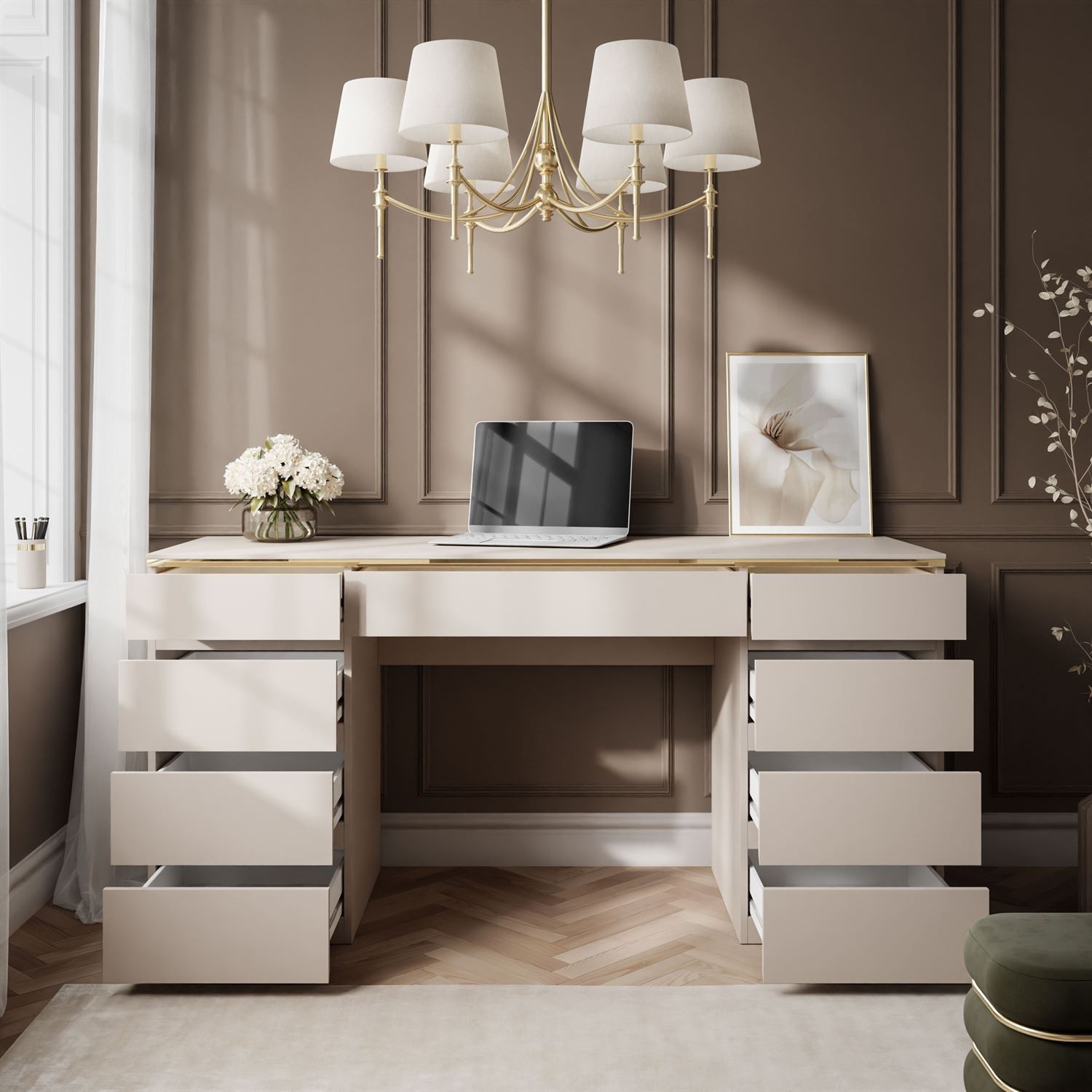 Schreibtisch AURORA DOUBLE KASZMIR mit Schubladen