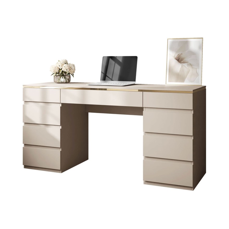 Schreibtisch AURORA DOUBLE KASCHMIR mit Schubladen