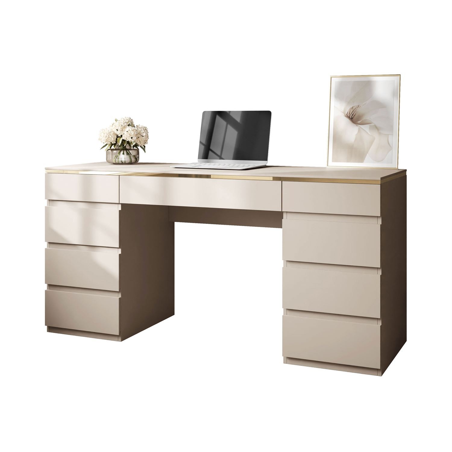 Schreibtisch AURORA DOUBLE KASCHMIR mit Schubladen