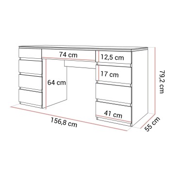 Schreibtisch AURORA DOUBLE KASCHMIR mit Schubladen