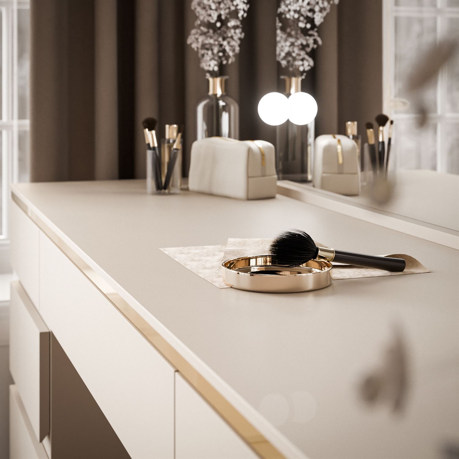 Schminktisch AURORA DOUBLE KASCHMIR mit Schubladen