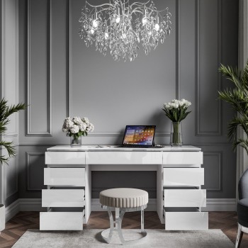 Schreibtisch AURORA DOUBLE SILVER mit Schubladen