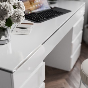 Schreibtisch AURORA DOUBLE SILVER mit Schubladen