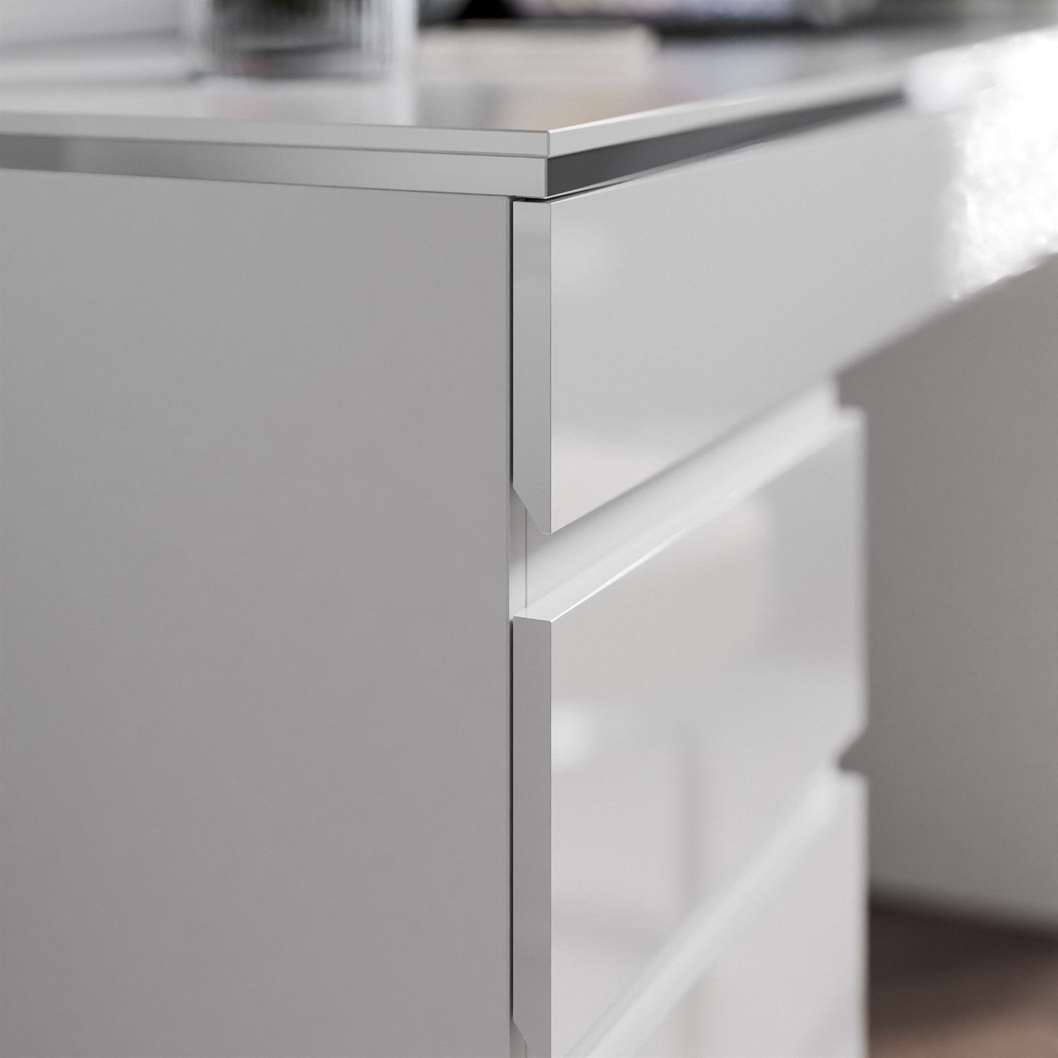 Schreibtisch AURORA DOUBLE SILVER mit Schubladen