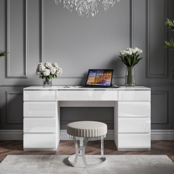 Schreibtisch AURORA DOUBLE SILVER mit Schubladen