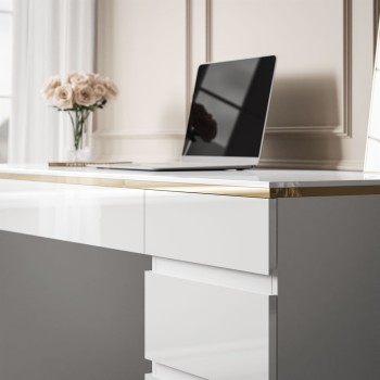 Schreibtisch AURORA DOUBLE GOLD mit Schubladen