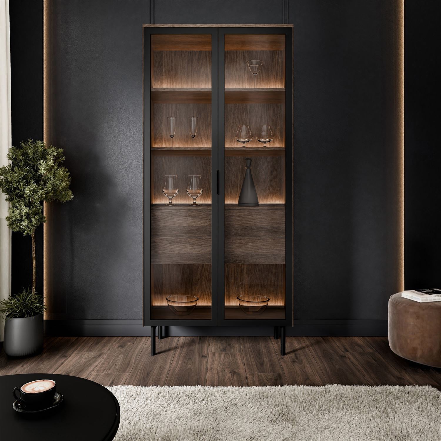 Vitrine LINEA LOFT mit LED-Beleuchtung