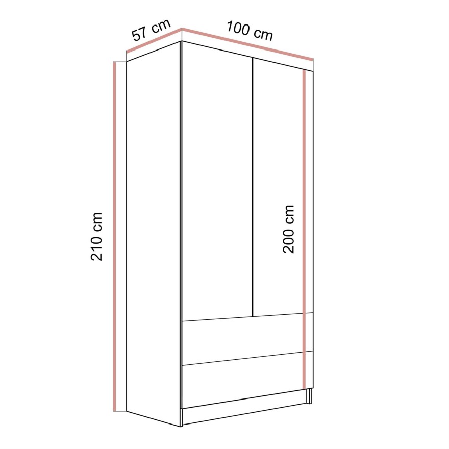 Kippschrank AUREL KASCHMIR 2D2S mit Schubladen
