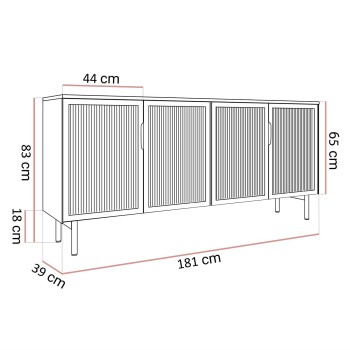 Kommode LINEA LOFT mit Glasfronten und LED-Beleuchtung