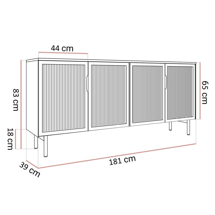Kommode LINEA LOFT mit Glasfronten und LED-Beleuchtung