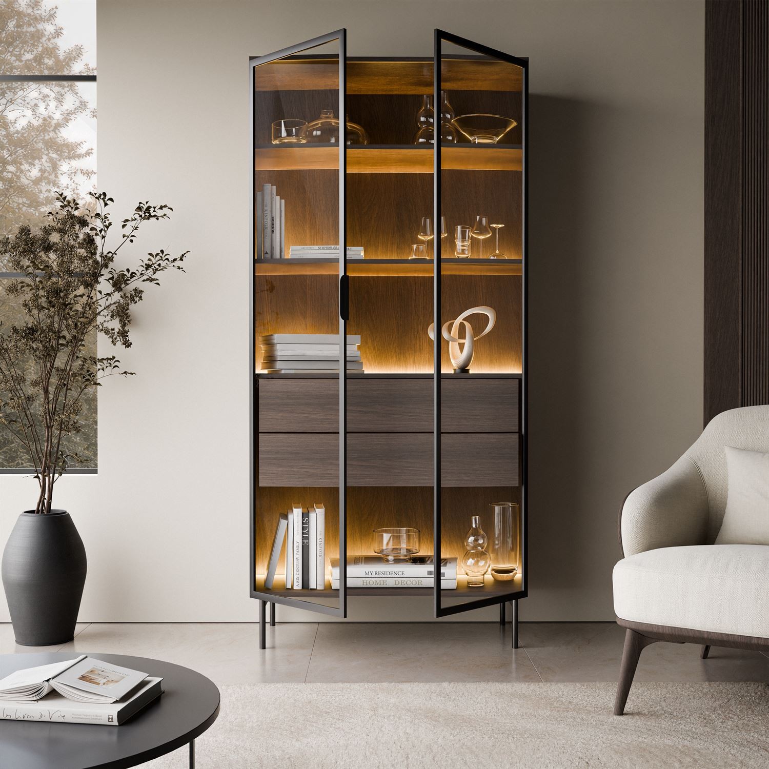 Vitrine LINEA LOFT mit LED-Beleuchtung