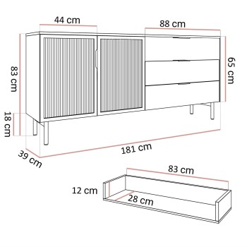 Kommode LINEA LOFT mit LED-Beleuchtung