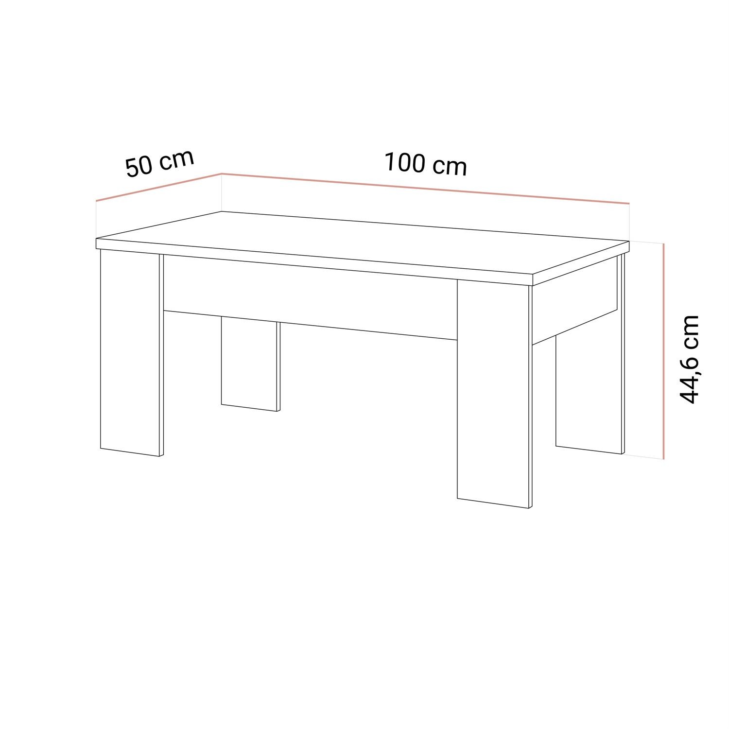 Ausklappbarer Couchtisch APERTO