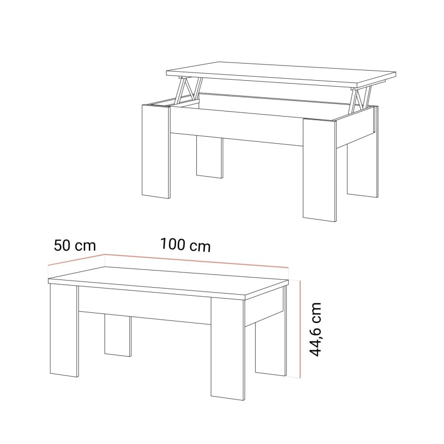 Ausklappbarer Couchtisch APERTO