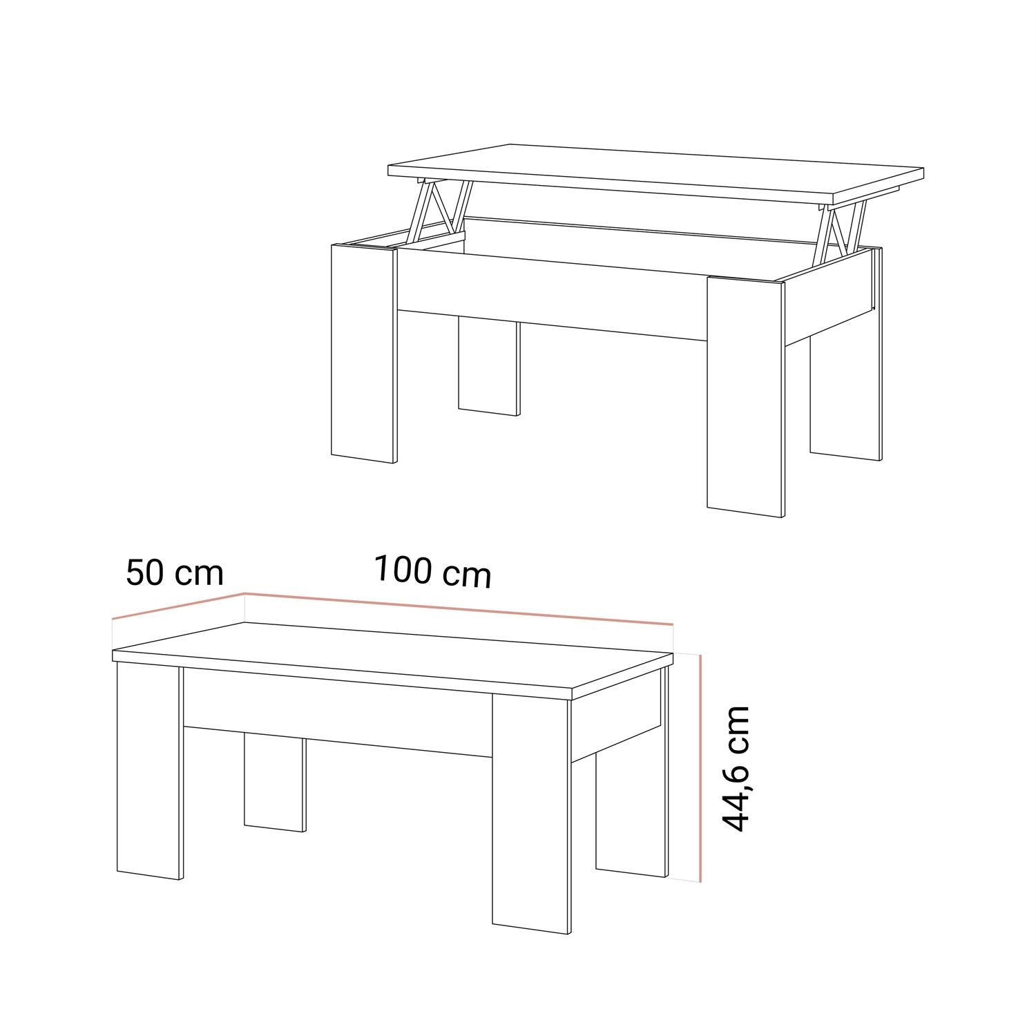 Ausklappbarer Couchtisch APERTO
