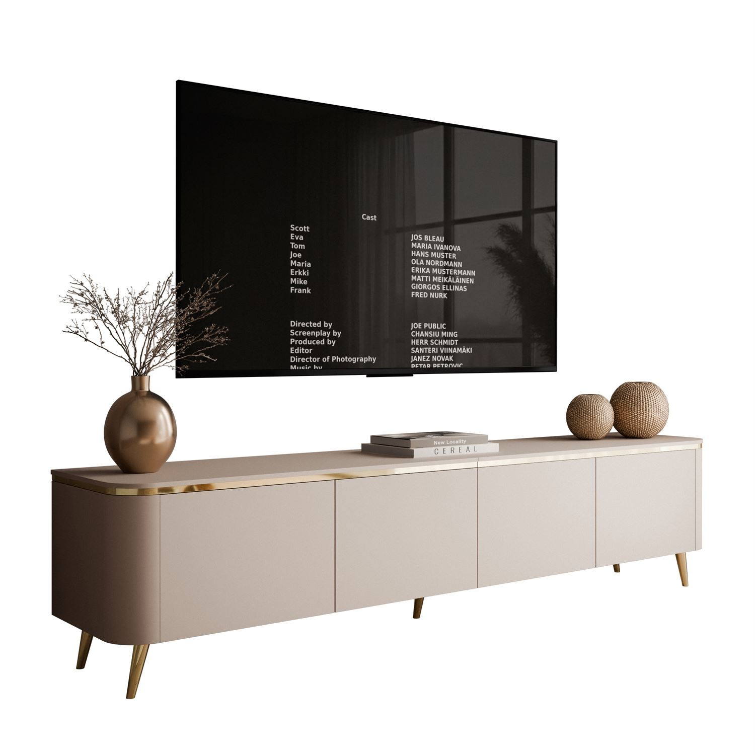 TV-Schrank AVELINE 200 cm mit LED-Beleuchtung