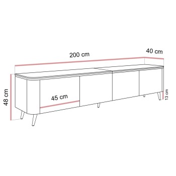 TV-Schrank AVELINE 200 cm mit LED-Beleuchtung