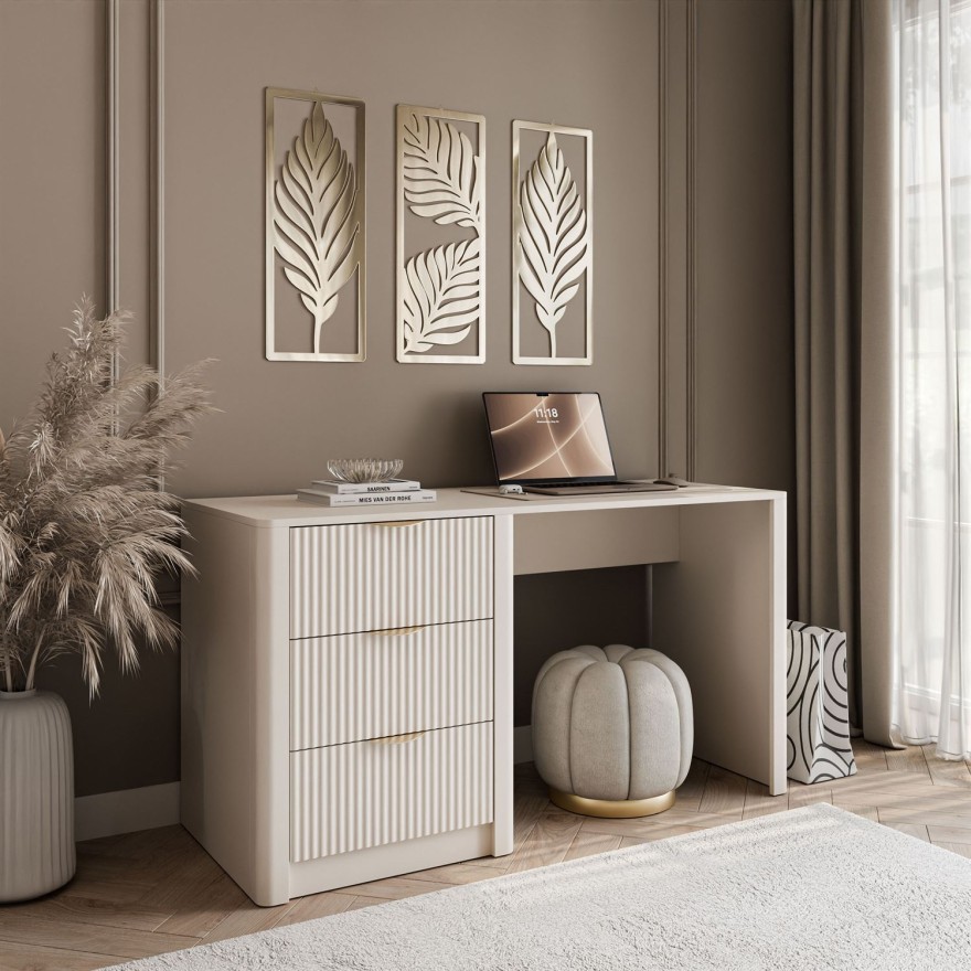 Schreibtisch SCARLETT mit geriffelten Schubladen