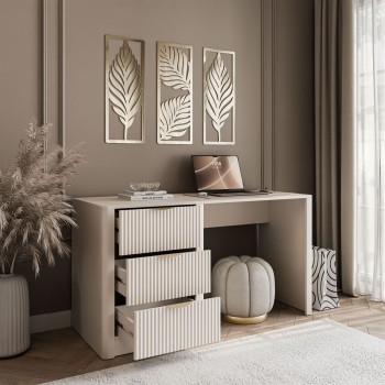 Schreibtisch SCARLETT mit geriffelten Schubladen