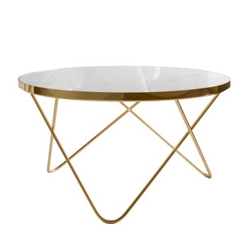 Couchtisch NORIEL mit goldenem Gestell und Marmorplatte