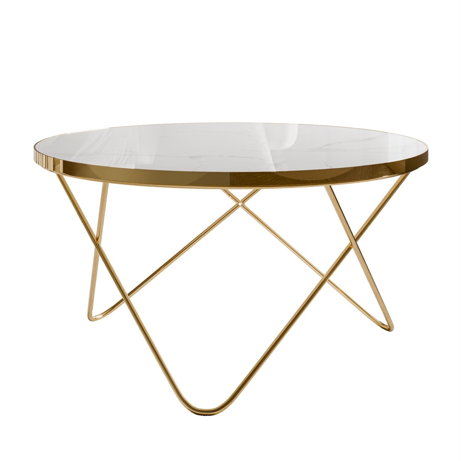 Couchtisch NORIEL mit goldenem Gestell und Marmorplatte