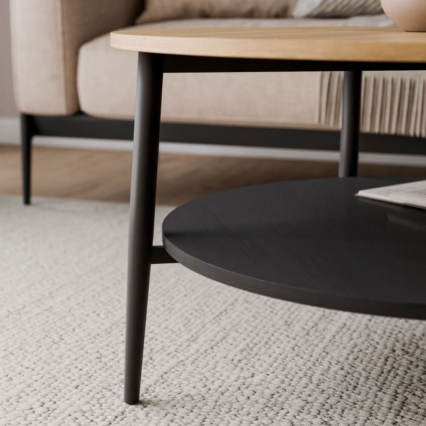 Couchtisch NORDIC mit schwarzen Beinen