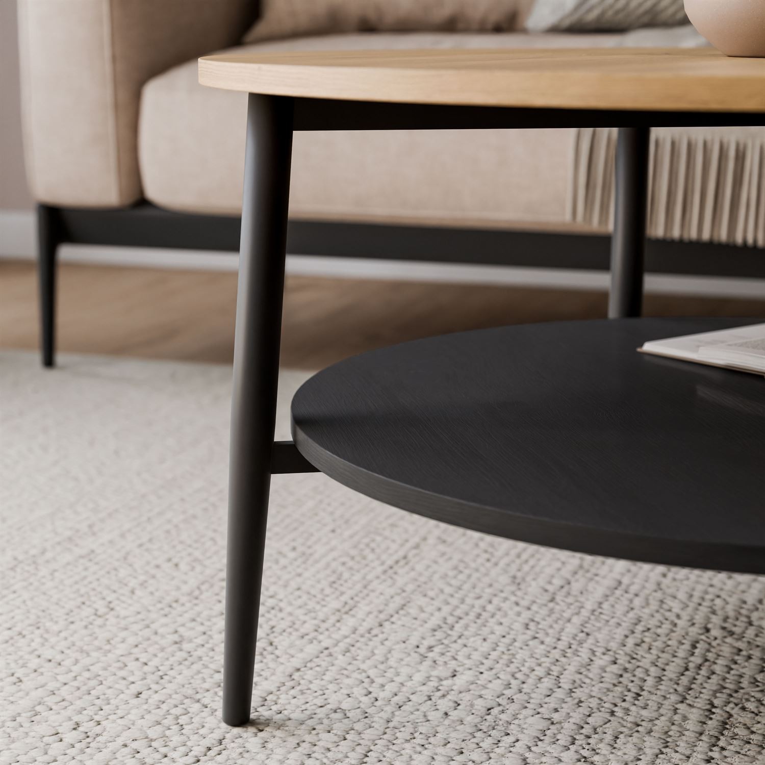 Couchtisch NORDIC mit schwarzen Beinen