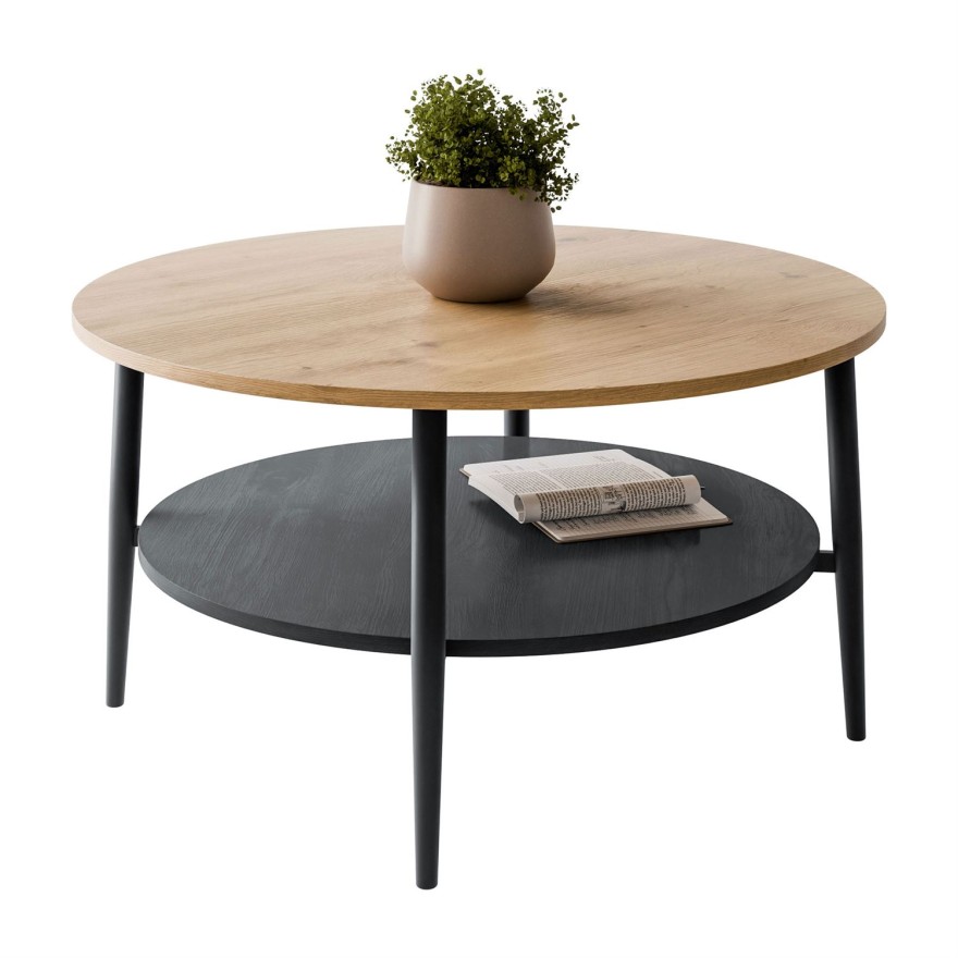 Couchtisch NORDIC mit schwarzen Beinen