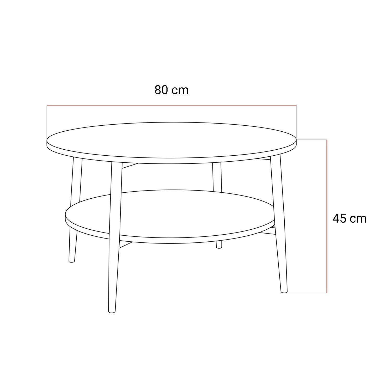 Couchtisch NORDIC mit schwarzen Beinen