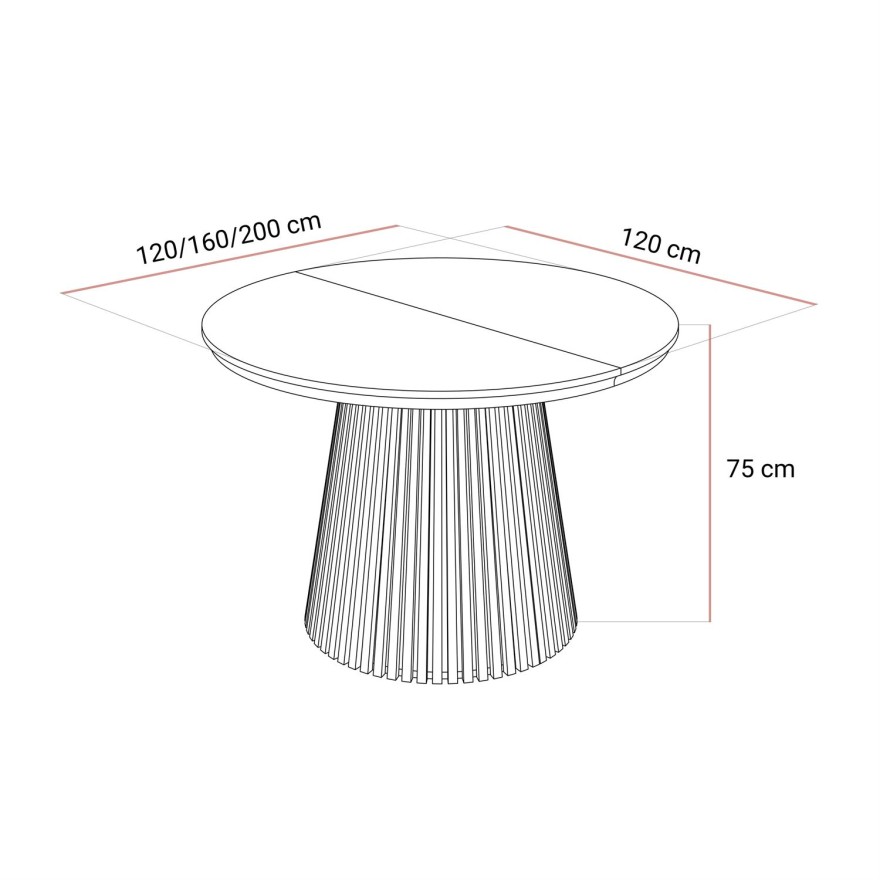 Ausziehbarer Esstisch MISTIC 120–200 cm