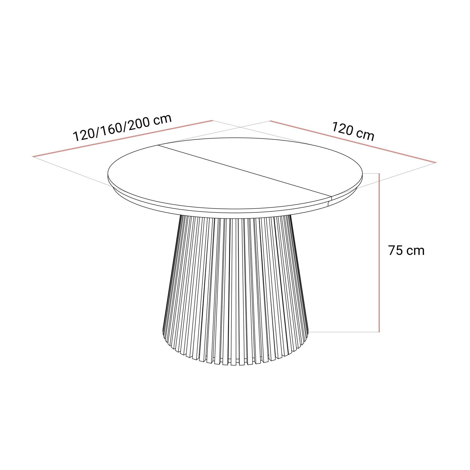 Ausziehbarer Esstisch MISTIC 120–200 cm